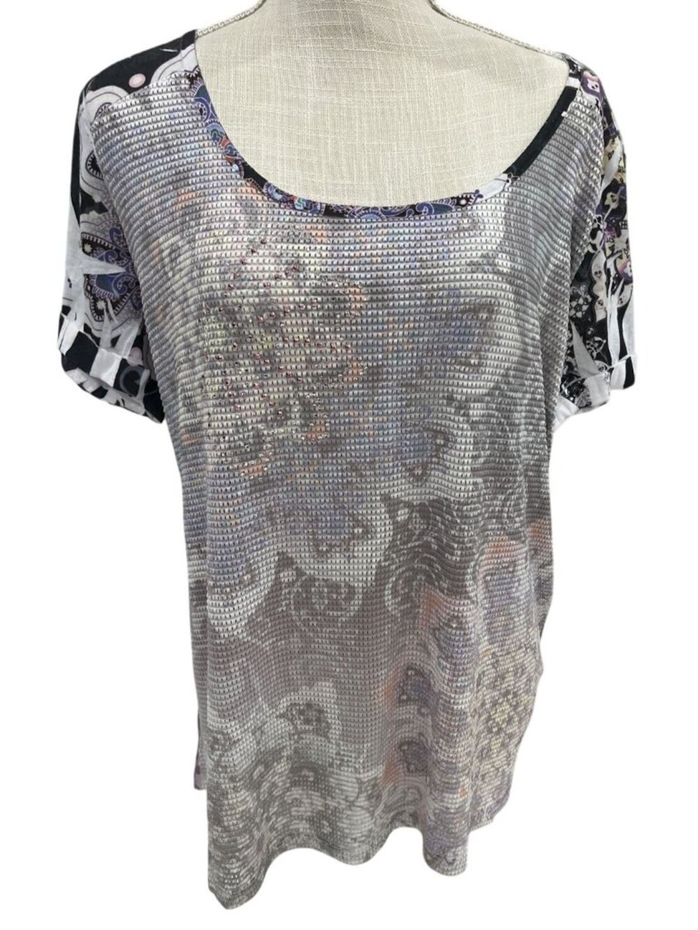 JM Collection Womens Multi-Color Printed Top XL